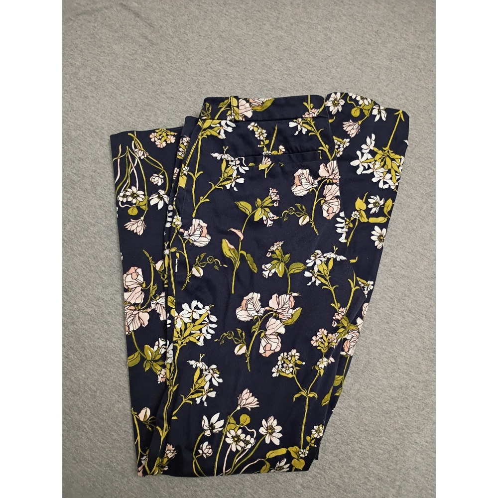 Tommy Hilfiger Womens Navy Floral Slim Ankle Pants Size 0 Cottagecore Boho